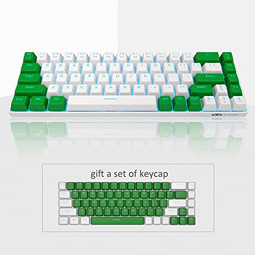 Magegee Portable 60% Mechanical Gaming Keyboard, Mk-Box Led Backlit Compact 68 Keys Mini Wired Office Keyboard With Blue Switch For Windows Laptop Pc Mac - White/Green #TOP3