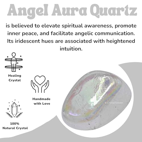 Image of Certified Angel Aura Quartz Crystal Healing Tumbled Stone, Natural Polished Crystals for DIY Crafts, Manifestation, Meditation, Pooja Feng Shui and Reiki Healing (30 Grams)