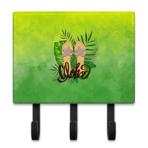 Caroline's Treasures BB7449TH68 Aloha Flip Flops Leash or Key Holder, Wall Hooks, Key Hooks Holder, Coat Rack Wall Mount, Coat Hooks, Hooks for Hanging Keys, Towels, Aprons, Leashes,