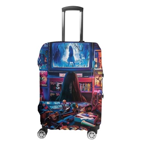 Female Ghost Horror Movie Travel Suitcase Protector Luggage Cover Protective Washable Anti-scratch Baggage Cover