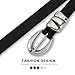 HOTWILL Women Skinny Belt for Jeans Dress Pants Ladies Fashion Faux Leather Waist Belt with Silver Buckle Black Medium