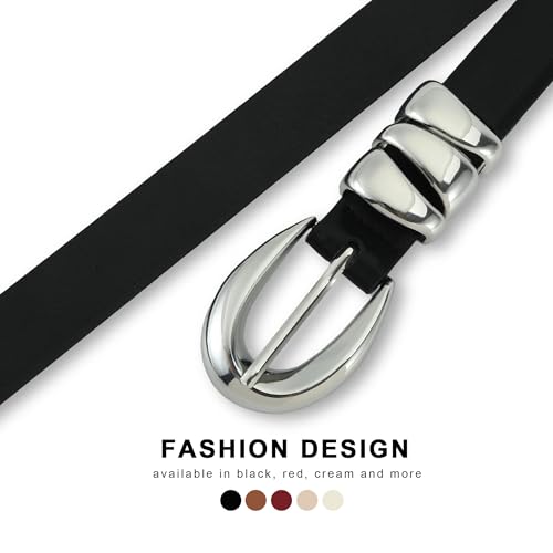 HOTWILL Women Skinny Belt for Jeans Dress Pants Ladies Fashion Faux Leather Waist Belt with Gold Buckle4