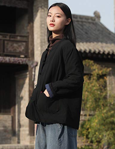 Coretic Women's Lightweight Black Quilted Tang Suit Jacket - Cozy Elegance in One Size - Image 3