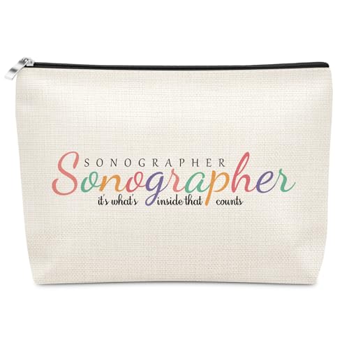 Sazuwu Sonographer Gifts For Women Makeup Bag Gift for Ultrasound Technician Sonography Diagnostic Maternity Doctor Nurse Sonography Radiology Medical Student Graduation Gift Cosmetic Bag
