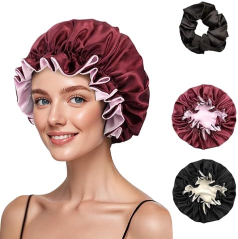 Tie Band Perfect Fit Reversible Satin Hair Bonnet - Protecting Hairstyle Night Sleep Headscarf For Women In Olive | Hair Accessories. - Norway - Foto 7