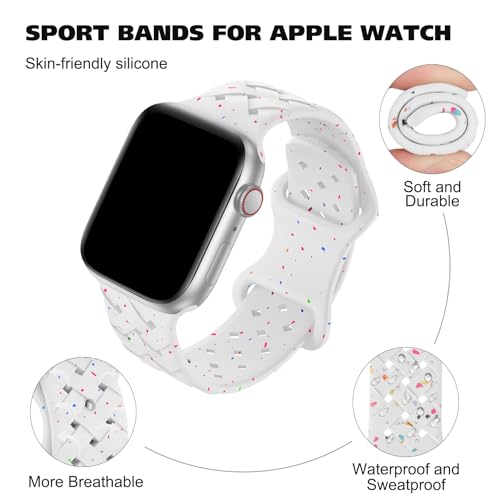 Image of Distore Silicone Braided Weave Bands Compatible with Apple Watch 38mm 40mm 41mm 42mm 44mm 46mm 45mm 49mm, Replacement Sport Breathable Strap for iWatch Series 10 /9 /8 /7 /6 /5 /4 /3 /2 /1 Ultra SE Women Men