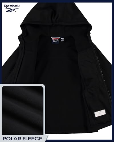 Image of Reebok Boys Fleece Jacket - Polar Fleece Lined Wind & Water Resistant Softshell Winter Jacket - Outdoor Winter Coat for Boys