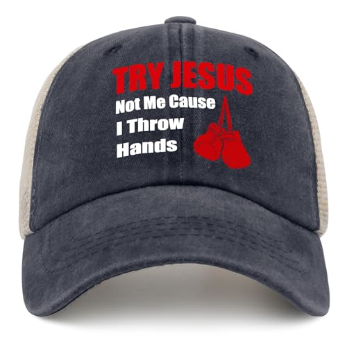 Hat Try Jesus Not Me Cause I Throw Hands Baseball Cap Hats for Men Baseball Cap Soft Washed Hiking