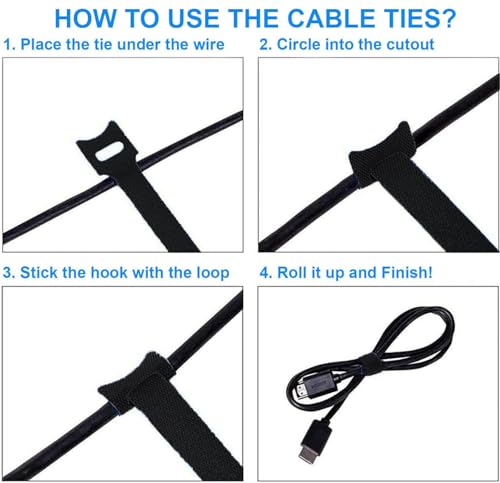 California Jos 60 Pcs 6 Inches Reusable Cable Ties, Adjustable Cord Straps thumb #3