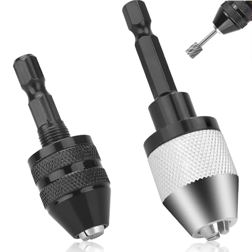 Keyless Drill Chuck Bit 2Pcs 0.3-6.5mm and 0.3-3.6mm Quick Change Converter Extension Screwdriver Adapter for Dremel 4486 Part Rotary Tools