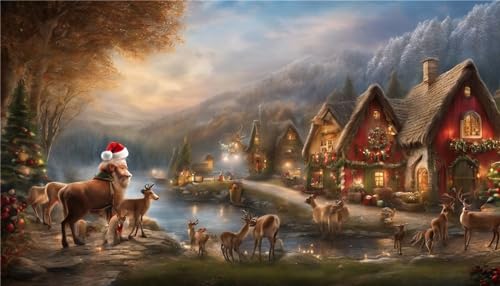 Broderie diamant Noël 70x140cm pour illuminer votre décoration murale festive