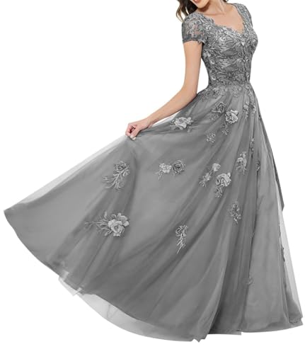Robe soirée formelle fête en tulle avec manches courtes ZMAH384