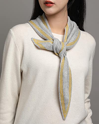 100% Cashmere Diamond-Shaped Small Neck Scarf, Super Soft Warm Knitted Neckerchief for Women Girls, Spring Autumn Versatile Triangle Scarf Short Knit Collar Scarves for All Seasons, Best Gift Gray3