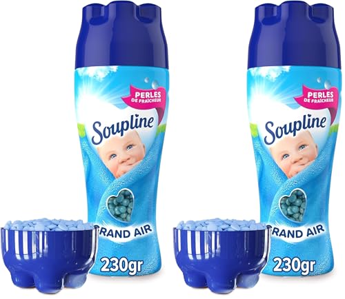 SOUPLINE - Perles de fraîcheur pour le linge - Booster de Parfum Grand air longue durée - 230g (Lot de 2)