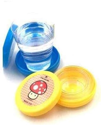 VIRTUAL WORLD Set of 2 Folding Collapsible Magic Cup - Mug Glass for Travel, Outdoors, Hiking (Color and Design May Vary)