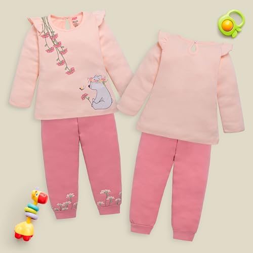 Image of LuvLap Baby Girls 100% Cotton Full Sleeve Top & Pyjama Sets, Pack Of 02