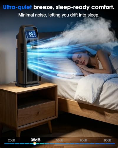 Image of Portable Air Conditioner, 4 in 1 Evaporative Air Cooler with Remote Control, 1200ML Water Tank, 120 Oscillating, 4 Speeds, 12H Timer, Mist Spray Tower Fan for Home Office, Black