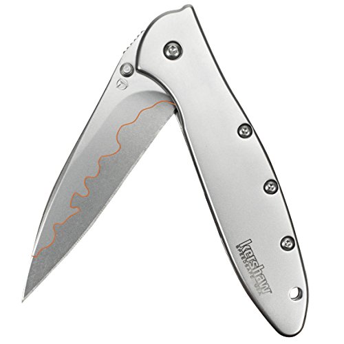Image of Kershaw Leek, BlackWash Pocket Knife (1660BLKW); 3 Sandvik 14C28N Steel Blade, 410 Stainless Steel Handle, BlackWash Finish, SpeedSafe Assisted Open, Frame and Tip Locks, Reversible Pocketclip; 3 OZ