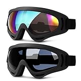 Ski Goggles, 2 Pack Updated Snowboard Goggles for Kids Men Women Boys & Girls with Thickening Sponge UV 400 Protection Windproof (gray & multicolor) Heeta