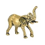  Cabilock Ornement d\'éléphant en Bronze Statue d\'éléphant décorative Figurine Artisanale en Laiton Statues d\'animaux en Laiton Figurines d\'éléphants Miniatures Petites Statues d\'animaux Doré