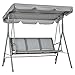 Outsunny Hollywoodschaukel mit verstellbarem Sonnendach, 3-Sitzer Gartenschaukel mit Anti-Rutsch-Füßen, Schaukelbank belastbar bis 240 kg, Gartenliege für Garten, Terrasse, 171x108x154cm, Grau