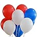 100 Premium Quality Balloons: 12 inches white and blue and red latex balloons birthday party decoration and events