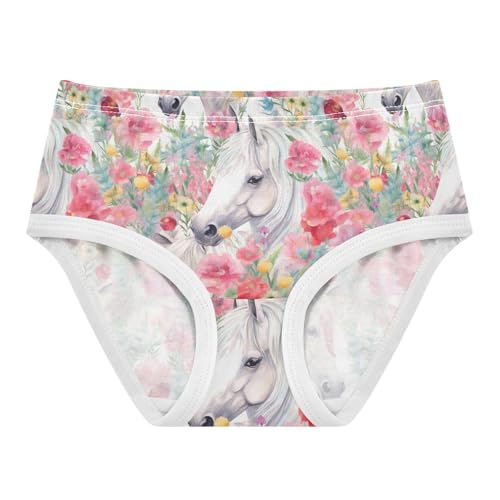 White Horse Pink Flower Toddler Girls's Underwear 2T 202b3018