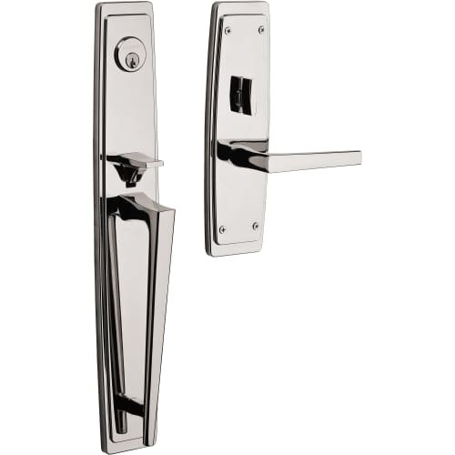 Baldwin85397.LFD Palm Springs Left Handed Dummy Full Plate Handleset with L024, Lifetime Polished Nickel