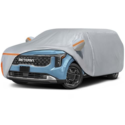 Image of Car Cover for 2015-2026 Kia Carnival MPV /Sedona, Waterproof Custom-fit All Weather Sun Rain UV Dust Snow Protection Outdoor Carnival Full Car Cover with Door Zipper and Cotton Lining-Grey