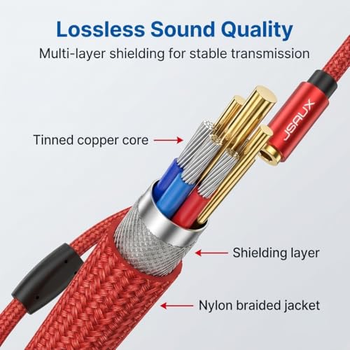 Image of JSAUX 2Pcs Headphone Splitter 3.5mm, 2 Female to 1 Male Audio Stereo Y Splitter Cable, Dual Headphone Adapter Compatible with PS5, Xbox, Switch, PC Gaming Headsets, Phone, Tablet, Laptop and More-Red