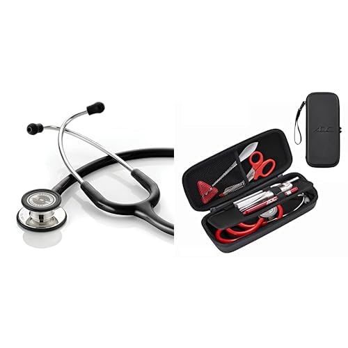 ADC Adscope 608 Mirror/Black Premium Convertible Clinician Stethoscope with Tunable AFD Technology and Small Black Medic Case