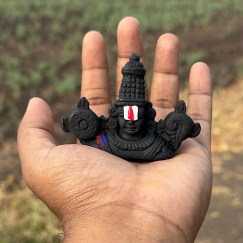 Image of Tirupati Balaji Idol for Car Dashboard, Venkateswara Swamy murthi, Vaastu Advised Balaji Statue - Tirupati Balaji Murti Idols for Pooja Room (Black Small 6 CM)