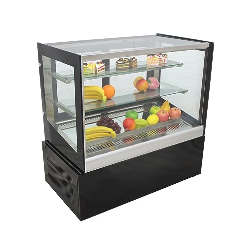 LGXEnzhuo 220V Countertop Refrigerated Cake Showcase Right angle Air patenting Cake Display Cabinet Air-cooled Rear Door Opening with Defogging Function