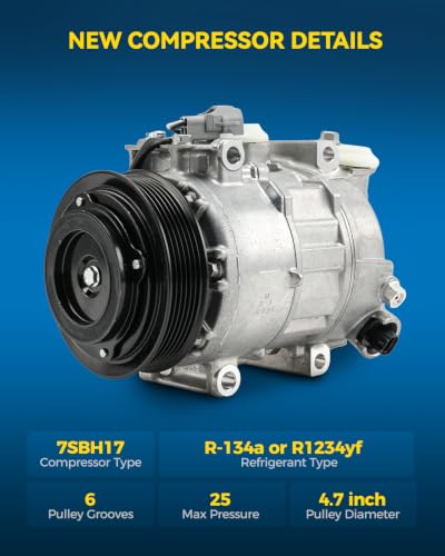 Image of PHILTOP 141095NC Air Conditioner AC Compressor with Clutch for Ram 1500 2014-2019 3.6L,1500 Classic 2019-2022 3.6L