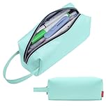 Fmeida Pencil Case Pouch - Pencils Pouch Portable Pen Bag Simple Office Supplies Stationery Bags with Handle - Mint Green