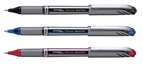 Bolígrafos Pentel Energel Plus 0.7mm Gel Negro, Azul y Rojo