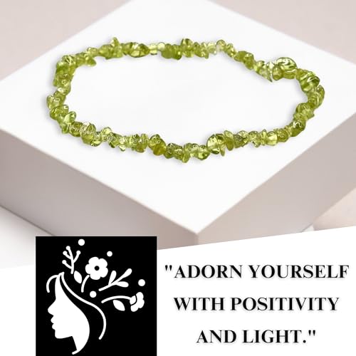 Image of Certified Peridot Bracelet for Women Men with Healing Crystal and Reiki Stone - Beautiful Gemstone Beaded Bracelet for Balance, Harmony & Positive Energy (Chips Stone Beads)