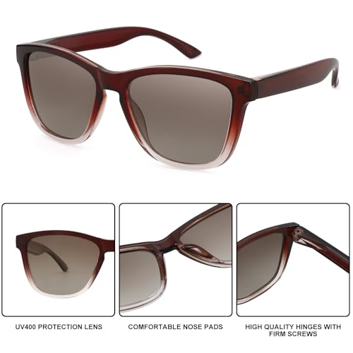 Hycredi Polarized Sunglasses for Women Men, Retro Classic Driving Square Sun Glasses Trendy Shades UV400 Protection - 3 Pack4