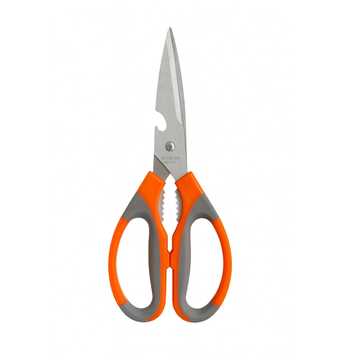 Mutfak Makası – Paslanmaz Çelik Çok Amaçlı, Ergonomik Saplı, 23 cm Dayanıklı Kesme Makası (Turuncu-Gri)