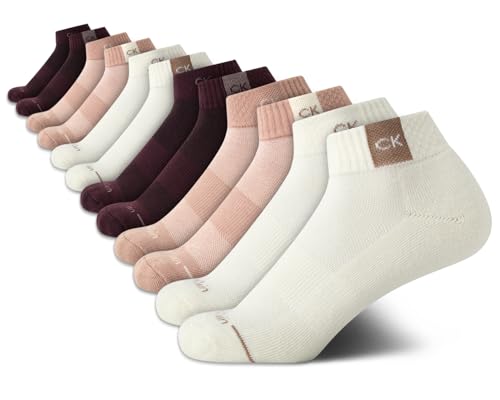 Image of Calvin Klein Womens Quarter Socks - 12 Pack Soft Cushioned Athletic Ankle Socks for Women for Running and Workout