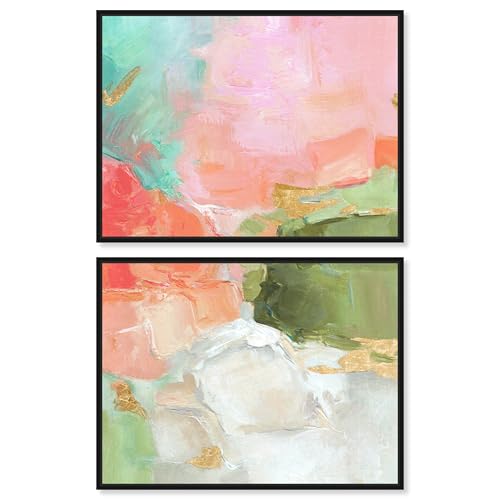 Gilded Air I - Ira Colmeva Abstract Large 2 Piece Framed Canvas Oversized Print by Art Remedy, Black Frame, 48 x 36