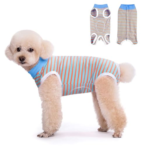 Image of FEimaX Dog Surgery Recovery Suit Female and Male Spay with Pee Hole, Pet Body Suits for Puppy After Spayed, Neuter Surgical Onesie for Small and Medium Dogs Cats, Alternative Bandages E-Collar & Cone