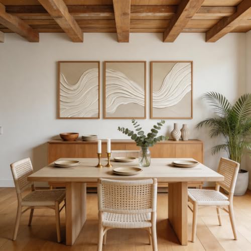 Image of CHDITB 3D Small Wave Relief Wall Art,Neutral Earth Tone Textured Wall Decor