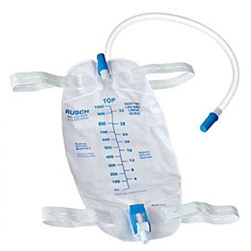 Easy-Tap Leg Bag, Medium, 19oz, 500ml, 18 Tubing, Anti-Reflux Valve, Cloth Straps, Easy Flip Drain by Rusch Inc.