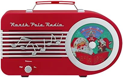 Mr. Christmas Vintage North Pole Radio Holiday Jukebox Christmas Decoration Music Box, 10.5 Inches, Red