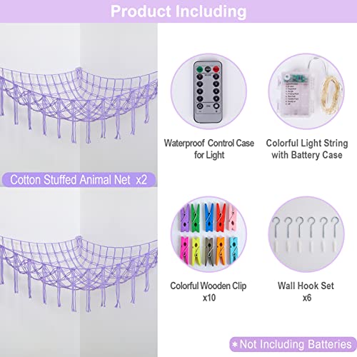 2 Pack Beinou Stuffed Animal Net Or Hammock Stuffed Animal Storage With Led Lights Hanging Plush Toy Hammock Corner Toy Storage For Kids Playroom Nursery Decor #TOP1