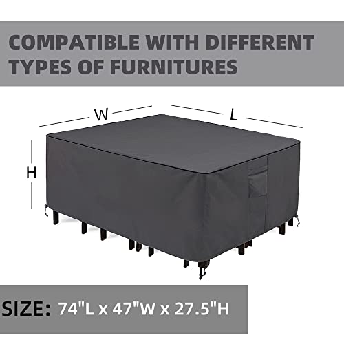 Petgrow Outdoor Cover Patio Furniture Set Covers Waterproof Rectangular Sectional Sofa Set Covers Outdoor Table And Chair Set Covers Water Resistant-74 Inch L X 47 Inch W X 27.5 Inch H #TOP1