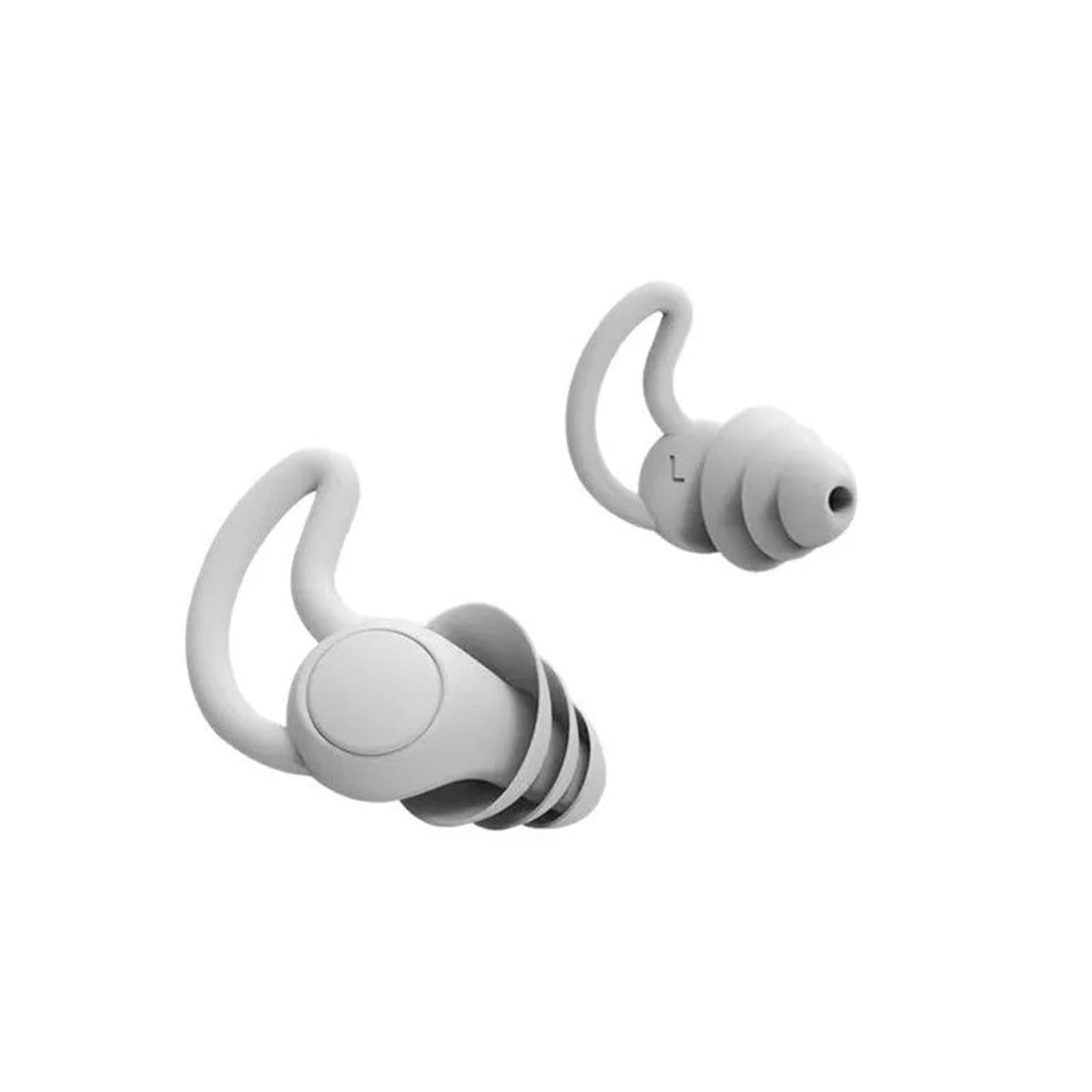 Bouchons d'oreilles en silicone souple 3 couches réutilisables avec suppression du bruit (gris)