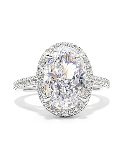 Raneecoco 6.7 CT Engagement Rings for Women, Halo Oval Cut