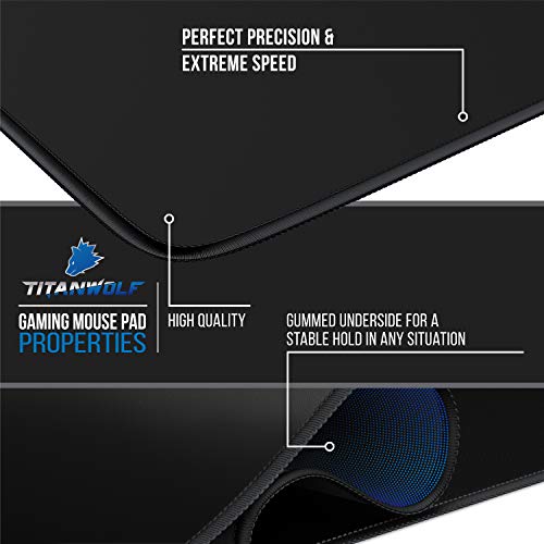 TITANWOLF - Extra Large Gaming Mouse Mat 1200x400mm Oversize - XXL Mouse Pad - Desk Pad XXXL Extended – Mice Mat Pad For Precision and Speed - Non-Slip Rubber Base – For Mouse and Keyboard - Black - Image 3